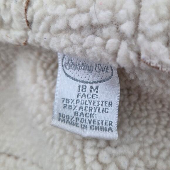 VTG Baby Girl 18M Tan Brown Sherling Suede Hooded Zip Toggle BOHO 70s inspired - Picture 6 of 7